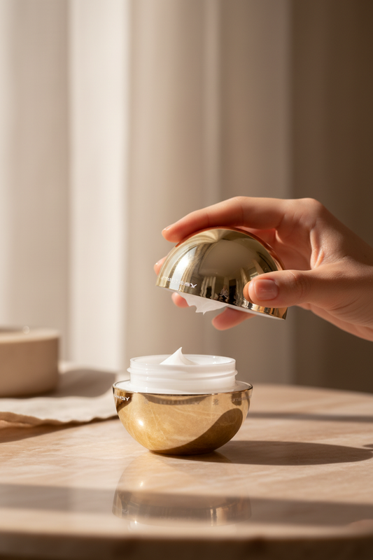 Gold Sphere - Lifestyle com mão a aplicar