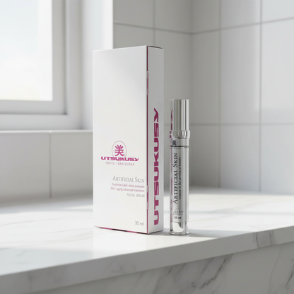 UTSUKUSY Artificial Skin Serum - prateleira em mármore