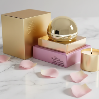Sensitive Skin Cream - Mármore com pétalas e vela dourada