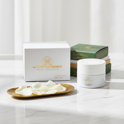 Exosomes Retinal Face Cream - Mármore com pétalas e bandeja dourada