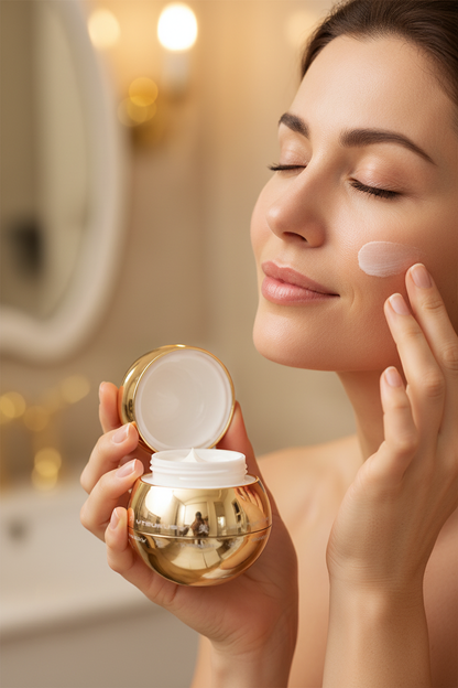 Gold Sphere - Modelo a aplicar o creme