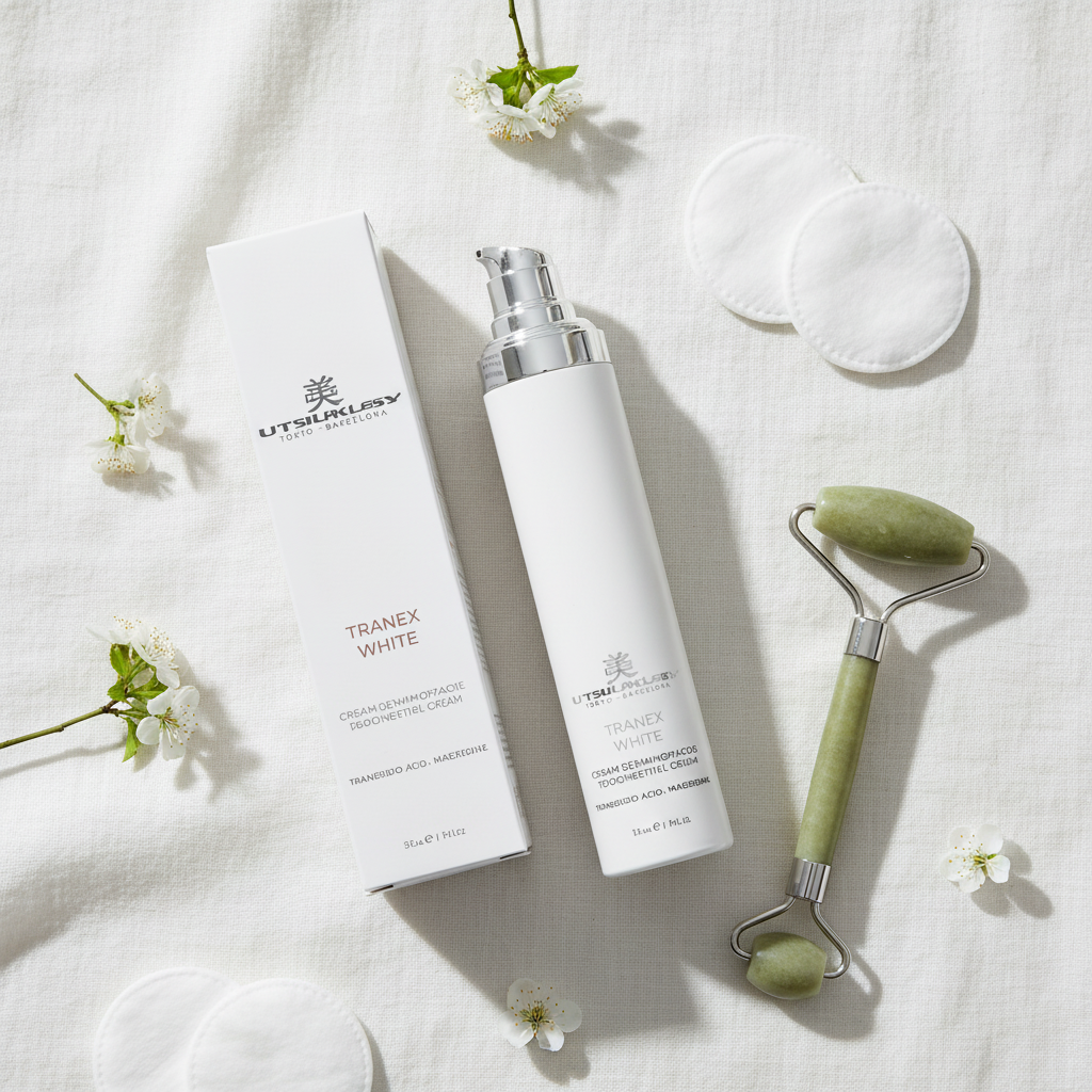 Toning Water - Flat lay com algodões e roller