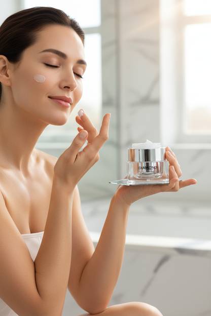 Diamond Face Cream - Modelo a aplicar o creme