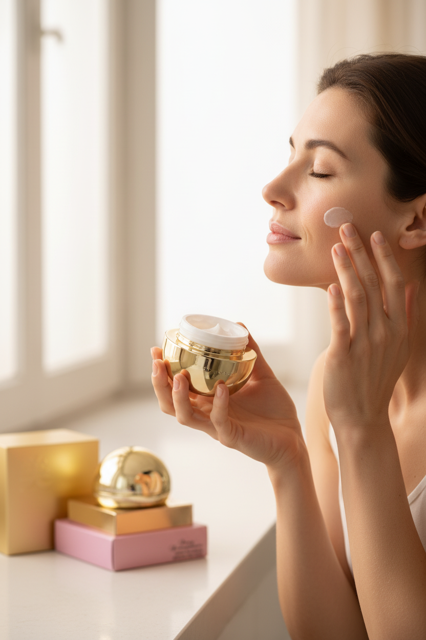 Sensitive Skin Cream - Modelo a aplicar o creme