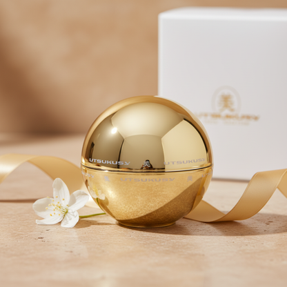 Gold Sphere - Pedra bege com luz dourada