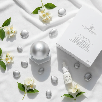 Lumina XT - Flat lay com flores brancas
