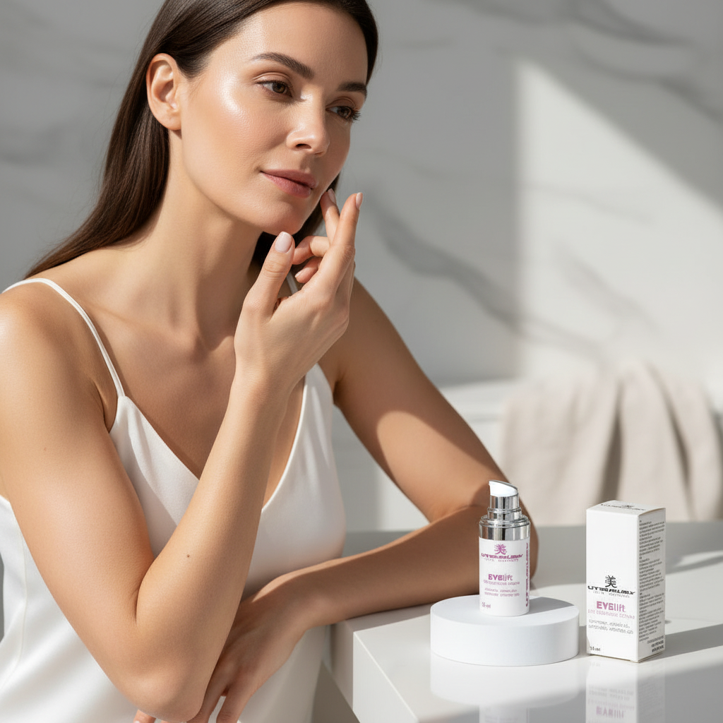Utsukusy Eye Lift - senhora a aplicar no contorno dos olhos