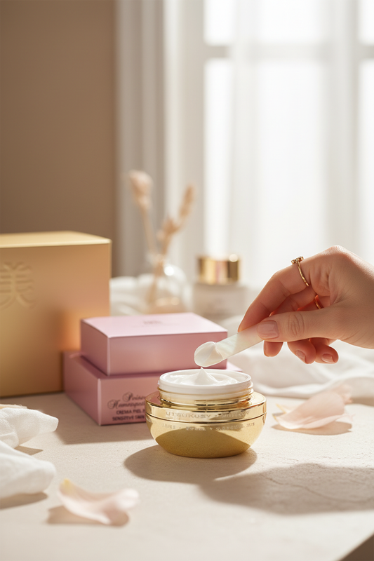 Sensitive Skin Cream - Lifestyle com mão a aplicar