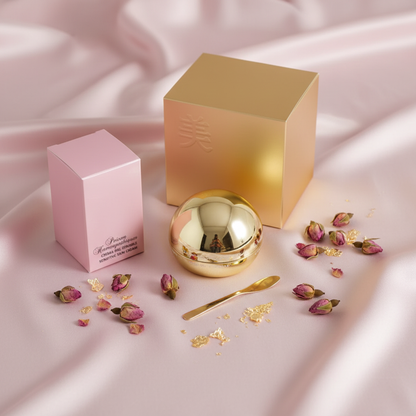 Sensitive Skin Cream - Flat lay em seda rosa com rosas